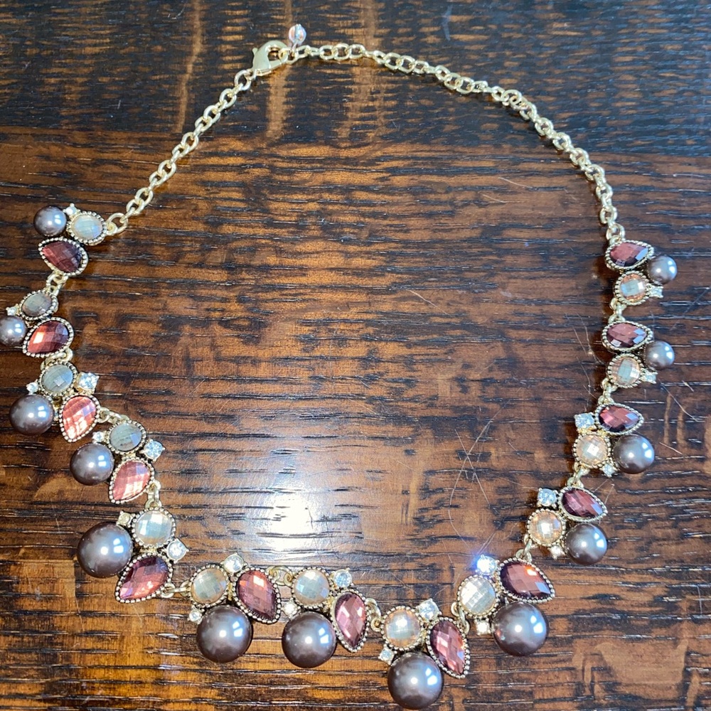 Elegant Gold and Brown Statement Necklace